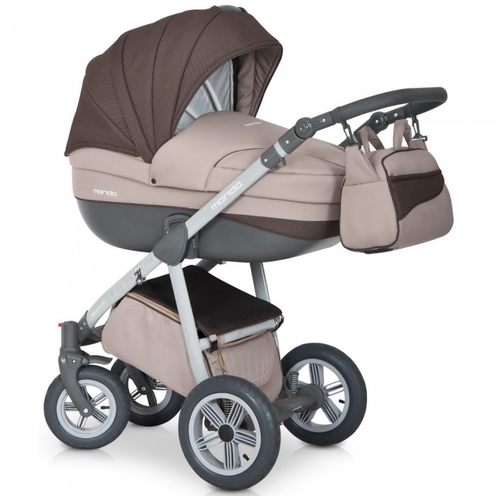 Детская универсальная коляска Riko Mondo Grey Line 3 в 1 - cafe latte